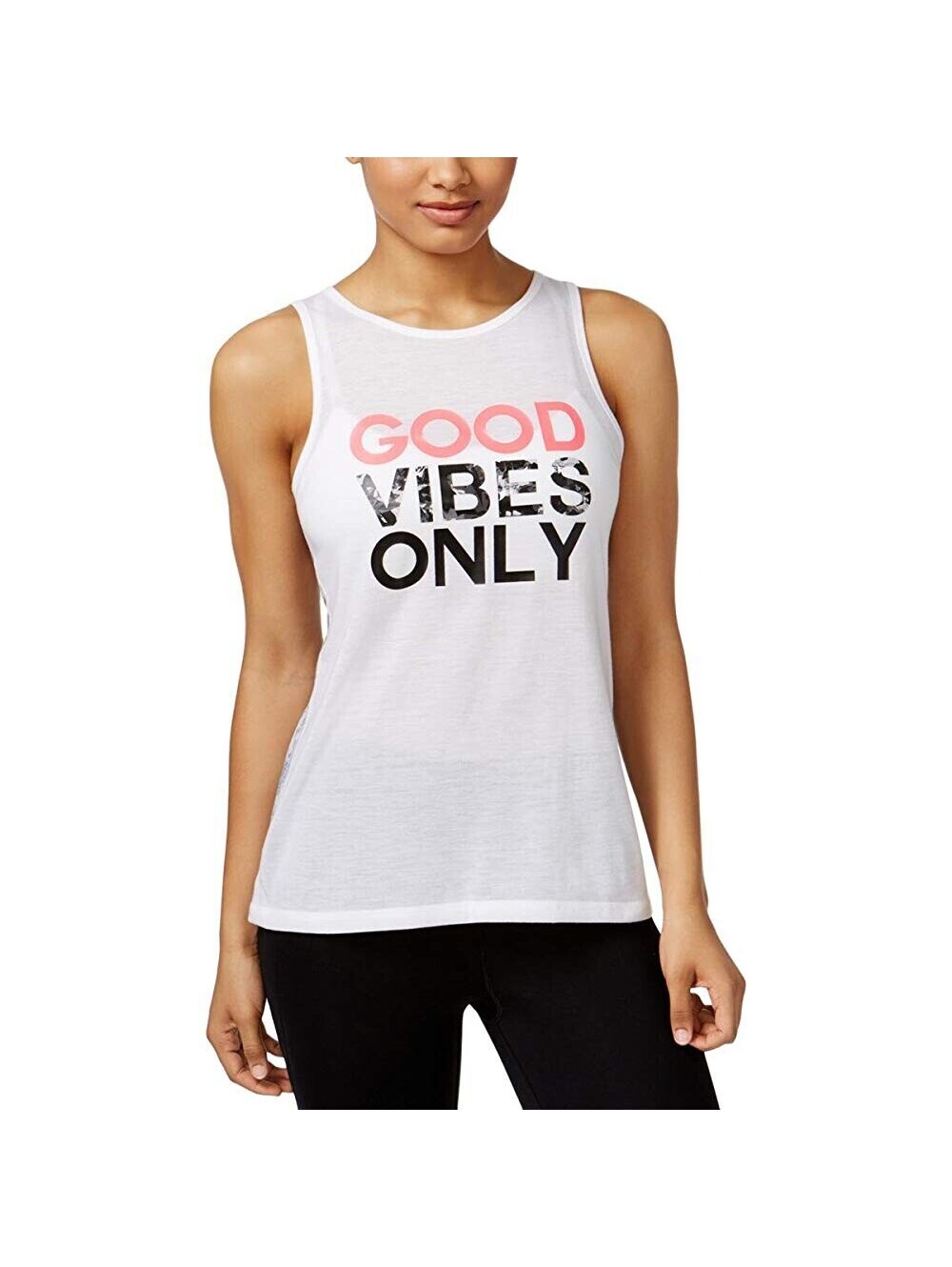 Ideology Womens Printed Back Graphic Tank Top Size M